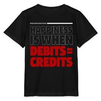 Happiness Is When Debits = Credits - Accountant - Stanley/Stella MINI CREATOR Kids’ T-Shirt - black - Front - Mikhail (115cm)