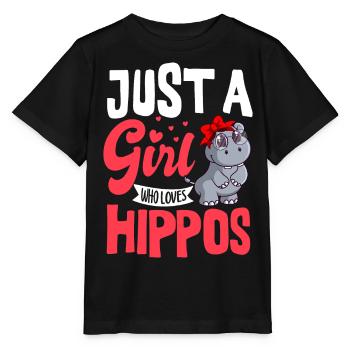 Une fille qui aime les hippopotames Hippopotame - T-shirt bio MINI CREATOR Stanley/Stella Enfant - noir - Devant - Mikhail (115cm)