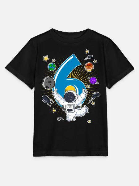 Astronaut 6 Jahre Weltraum Rakete 6. Geburtstag - Stanley/Stella Kinder T-Shirt MINI CREATOR  - Schwarz
