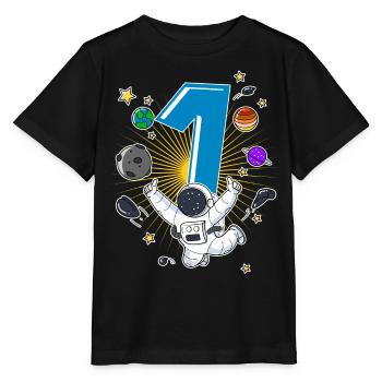 Astronaut 1 Jahr Weltraum Rakete 1. Geburtstag - Stanley/Stella Kinder T-Shirt MINI CREATOR  - Schwarz - Vorne - Mikhail (115cm)