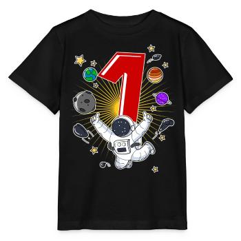 Astronaut 1 Jahr Weltraum Rakete 1. Geburtstag - Stanley/Stella Kinder T-Shirt MINI CREATOR  - Schwarz - Vorne - Mikhail (115cm)