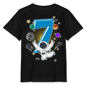 Astronaut 7 Jahre Weltraum Rakete 7. Geburtstag - Stanley/Stella Kinder T-Shirt MINI CREATOR  - Schwarz - Vorne - Mikhail (115cm)