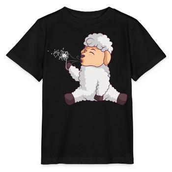 Cute sheep blows dandelion sheep - Stanley/Stella MINI CREATOR Kids’ T-Shirt - black - Front - Mikhail (115cm)