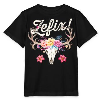 Zefix T-Shirt Damen Trachtenshirt Trachten T-Shirt - Stanley/Stella Kinder T-Shirt MINI CREATOR  - Schwarz - Vorne - Mikhail (115cm)