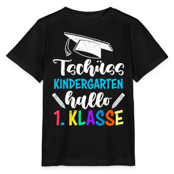 Tschüss Kindergarten Hallo 1. Klasse Schulkind - Stanley/Stella Kinder T-Shirt MINI CREATOR  - Schwarz - Vorne - Mikhail (115cm)