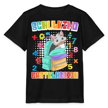 Schulkind Erstklassich Katzenfans Einschulung - Stanley/Stella Kinder T-Shirt MINI CREATOR  - Schwarz - Vorne - Mikhail (115cm)