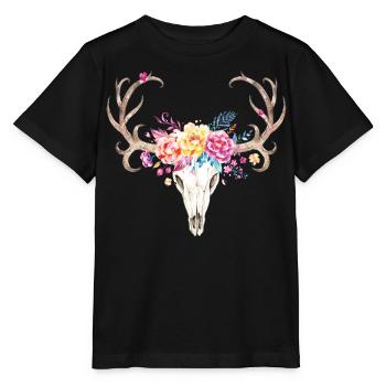 Trachtenshirt Damen Dirndl Trachten T-Shirt Hirsch - Stanley/Stella Kinder T-Shirt MINI CREATOR  - Schwarz - Vorne - Mikhail (115cm)
