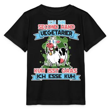 I'm Second Hand Vegetarian Cow Eats Grass - Stanley/Stella MINI CREATOR Kids’ T-Shirt - black - Front - Mikhail (115cm)