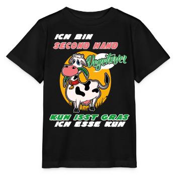 I'm Second Hand Vegetarian Cow Eats Grass - Stanley/Stella MINI CREATOR Kids’ T-Shirt - black - Front - Mikhail (115cm)