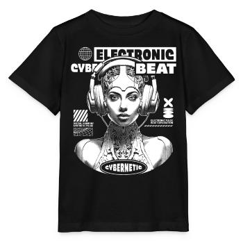 Chemise de science-fiction futuriste avec rythme électro - T-shirt bio MINI CREATOR Stanley/Stella Enfant - noir - Devant - Mikhail (115cm)