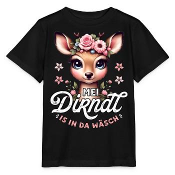 Tracht Ersatz Dirndl T-Shirt Damen Trachtenshirt - Stanley/Stella Kinder T-Shirt MINI CREATOR  - Schwarz - Vorne - Mikhail (115cm)