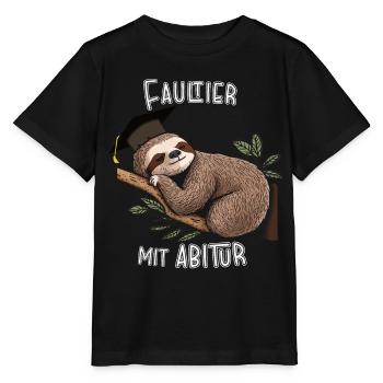 Sloth with high school diploma - Stanley/Stella MINI CREATOR Kids’ T-Shirt - black - Front - Mikhail (115cm)