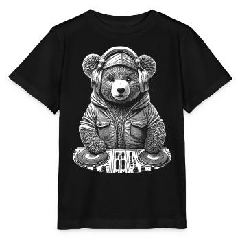 Stylischer Teddybär – Dein Shirt für Festivals - Stanley/Stella Kinder T-Shirt MINI CREATOR  - Schwarz - Vorne - Mikhail (115cm)