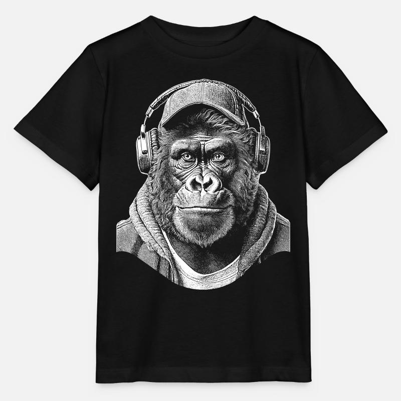 Chemise Gorilla Monkey DJ - T-shirt bio MINI CREATOR Stanley/Stella Enfant - noir
