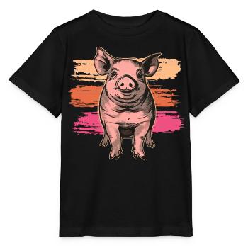 Mignon petit cochon vintage - T-shirt bio MINI CREATOR Stanley/Stella Enfant - noir - Devant - Mikhail (115cm)