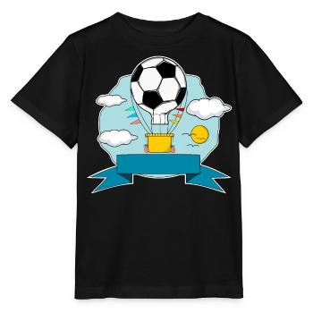 Plaque nominative de ballon à air chaud de football bleu - T-shirt bio MINI CREATOR Stanley/Stella Enfant - noir - Devant - Mikhail (115cm)