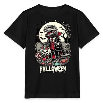 Lustiger T-Rex Vampir Liebt Suessigkeiten - Stanley/Stella Kinder T-Shirt MINI CREATOR  - Schwarz - Vorne - Mikhail (115cm)