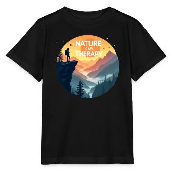 Nature is my Therapy - Hiking in the mountains - Stanley/Stella MINI CREATOR Kids’ T-Shirt - black - Front - Mikhail (115cm)