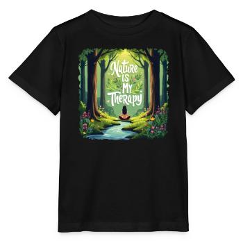 La nature est ma thérapie - Méditation en forêt - T-shirt bio MINI CREATOR Stanley/Stella Enfant - noir - Devant - Mikhail (115cm)
