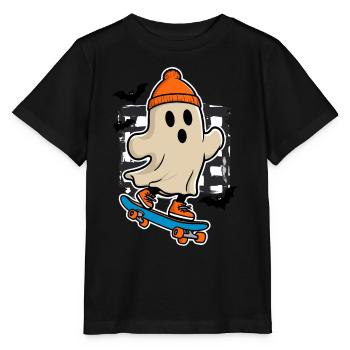 Skateboarder Ghost Für Gespenstische Party - Stanley/Stella Kinder T-Shirt MINI CREATOR  - Schwarz - Vorne - Mikhail (115cm)