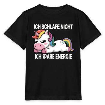 Ich schlafe nicht , ich spare Energie - Stanley/Stella Kinder T-Shirt MINI CREATOR  - Schwarz - Vorne - Mikhail (115cm)