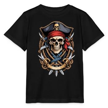 Funny Pirate Outfit Jolly Roger Design - Stanley/Stella MINI CREATOR Kids’ T-Shirt - black - Front - Mikhail (115cm)
