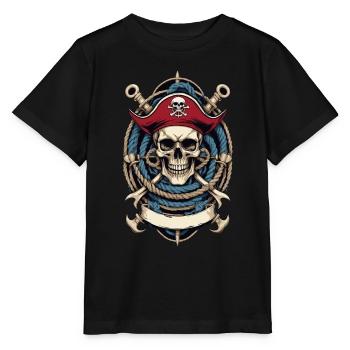 Funny Pirate Outfit Jolly Roger Design - Stanley/Stella MINI CREATOR Kids’ T-Shirt - black - Front - Mikhail (115cm)