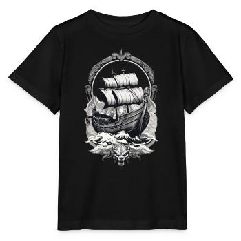 Adventurous Viking journey on the high seas - Stanley/Stella MINI CREATOR Kids’ T-Shirt - black - Front - Mikhail (115cm)