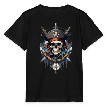 Drapeaux de pirate crâne Jolly Roger costume de pirate - T-shirt bio MINI CREATOR Stanley/Stella Enfant - noir - Devant - Mikhail (115cm)