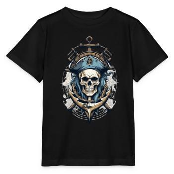 Drapeaux de pirate crâne Jolly Roger costume de pirate - T-shirt bio MINI CREATOR Stanley/Stella Enfant - noir - Devant - Mikhail (115cm)