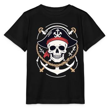 Drôle de Pirate Tenue Jolly Roger Design - T-shirt bio MINI CREATOR Stanley/Stella Enfant - noir - Devant - Mikhail (115cm)