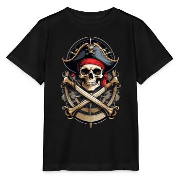 Drapeaux de pirate crâne Jolly Roger costume de pirate - T-shirt bio MINI CREATOR Stanley/Stella Enfant - noir - Devant - Mikhail (115cm)