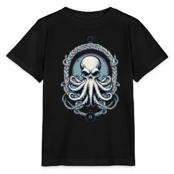 Pieuvre Monstre Marin Style Vintage - T-shirt bio MINI CREATOR Stanley/Stella Enfant - noir - Devant - Mikhail (115cm)