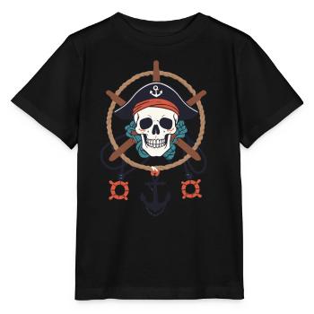 Drôle de Pirate Tenue Jolly Roger Design - T-shirt bio MINI CREATOR Stanley/Stella Enfant - noir - Devant - Mikhail (115cm)