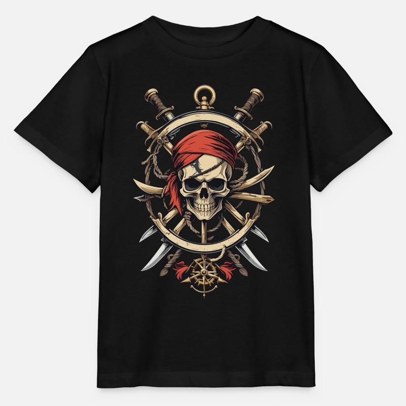 Drapeaux de pirate crâne Jolly Roger costume de pirate - T-shirt bio MINI CREATOR Stanley/Stella Enfant - noir