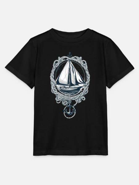 Elegantes Segelboot Mit Anker - Stanley/Stella Kinder T-Shirt MINI CREATOR - Schwarz