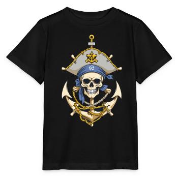 Drôle de Pirate Tenue Jolly Roger Design - T-shirt bio MINI CREATOR Stanley/Stella Enfant - noir - Devant - Mikhail (115cm)