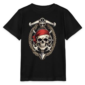 Costume de Pirate Drapeau Drapeau Jolly Roger - T-shirt bio MINI CREATOR Stanley/Stella Enfant - noir - Devant - Mikhail (115cm)