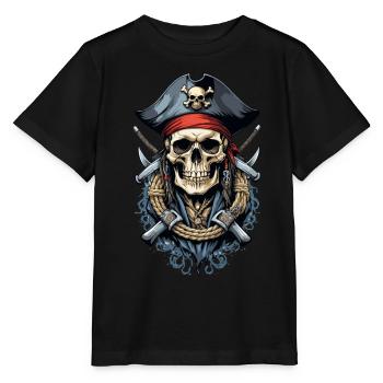 Costume de Pirate Drapeau Drapeau Jolly Roger - T-shirt bio MINI CREATOR Stanley/Stella Enfant - noir - Devant - Mikhail (115cm)