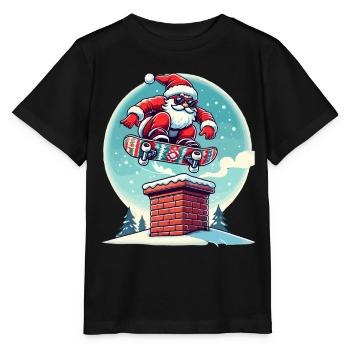 Skateboardender Weihnachtsmann Spaßiger Winter - Stanley/Stella Kinder T-Shirt MINI CREATOR  - Schwarz - Vorne - Mikhail (115cm)
