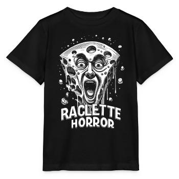 Raclette-Horror-T-Shirt: Gruseliger Käse-Schock - Stanley/Stella Kinder T-Shirt MINI CREATOR  - Schwarz - Vorne - Mikhail (115cm)