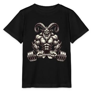 Christmas Krampus Bodybuilder Muscle Training - Stanley/Stella MINI CREATOR Kids’ T-Shirt - black - Front - Mikhail (115cm)