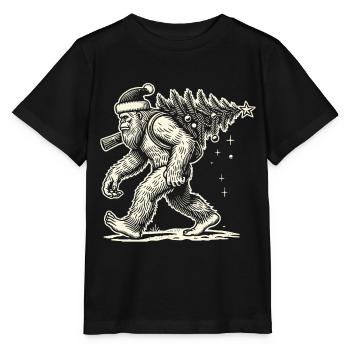 Weihnachtlicher Bigfoot Mit Tannenbaum - Stanley/Stella Kinder T-Shirt MINI CREATOR  - Schwarz - Vorne - Mikhail (115cm)