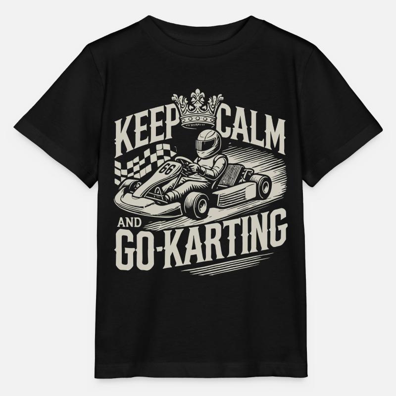 Restez calme et faites du karting - T-shirt bio MINI CREATOR Stanley/Stella Enfant - noir