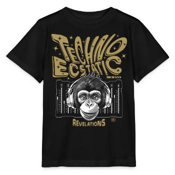 Stylisches Schimpansen-T-Shirt im Techno-Look - Stanley/Stella Kinder T-Shirt MINI CREATOR  - Schwarz - Vorne - Mikhail (115cm)