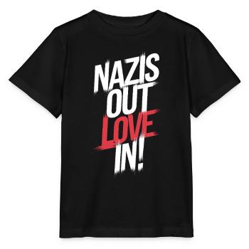 Nazis out love in - Stanley/Stella MINI CREATOR Kids’ T-Shirt - black - Front - Mikhail (115cm)