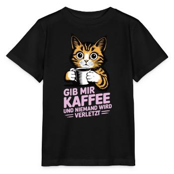 Gib mir Kaffee und niemand wird verletzt - Stanley/Stella Kinder T-Shirt MINI CREATOR  - Schwarz - Vorne - Mikhail (115cm)