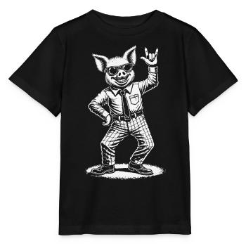Rock Music Heavy Metal Festival Concert Pig - Stanley/Stella MINI CREATOR Kids’ T-Shirt - black - Front - Mikhail (115cm)
