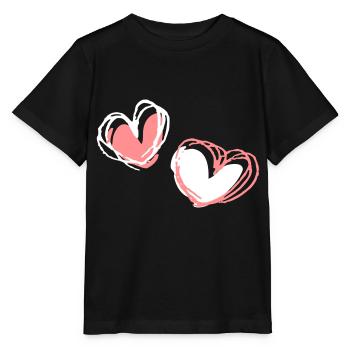 Zwei Herzformen - Stanley/Stella Kinder T-Shirt MINI CREATOR  - Schwarz - Vorne - Mikhail (115cm)
