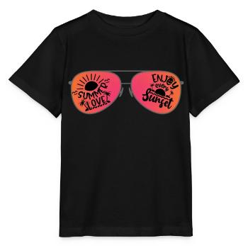 Lunettes de soleil Summer Sunset - T-shirt bio MINI CREATOR Stanley/Stella Enfant - noir - Devant - Mikhail (115cm)